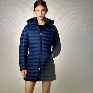 Women’s Hooded Animal Free Puffer Coat Carol Navy Blue